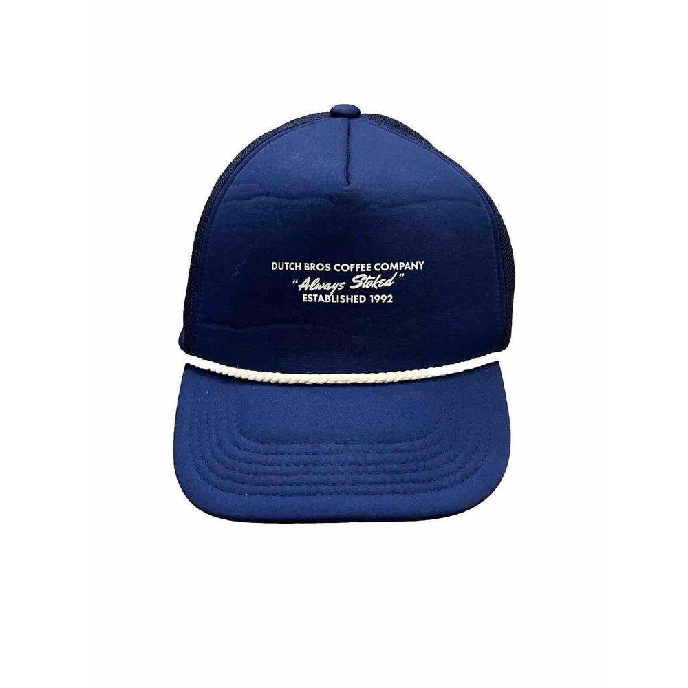 Dutch Bros Mens Blue Always Stoked Mesh Adjustable Rope Trucker Hat Cap EST 1992